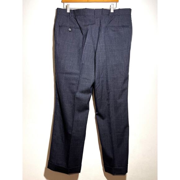 VTG Brooks Brothers 43 R W 38 2 Pc Navy Blue Glen Plaid Wool Suit Jacket Pant - Picture 9 of 11